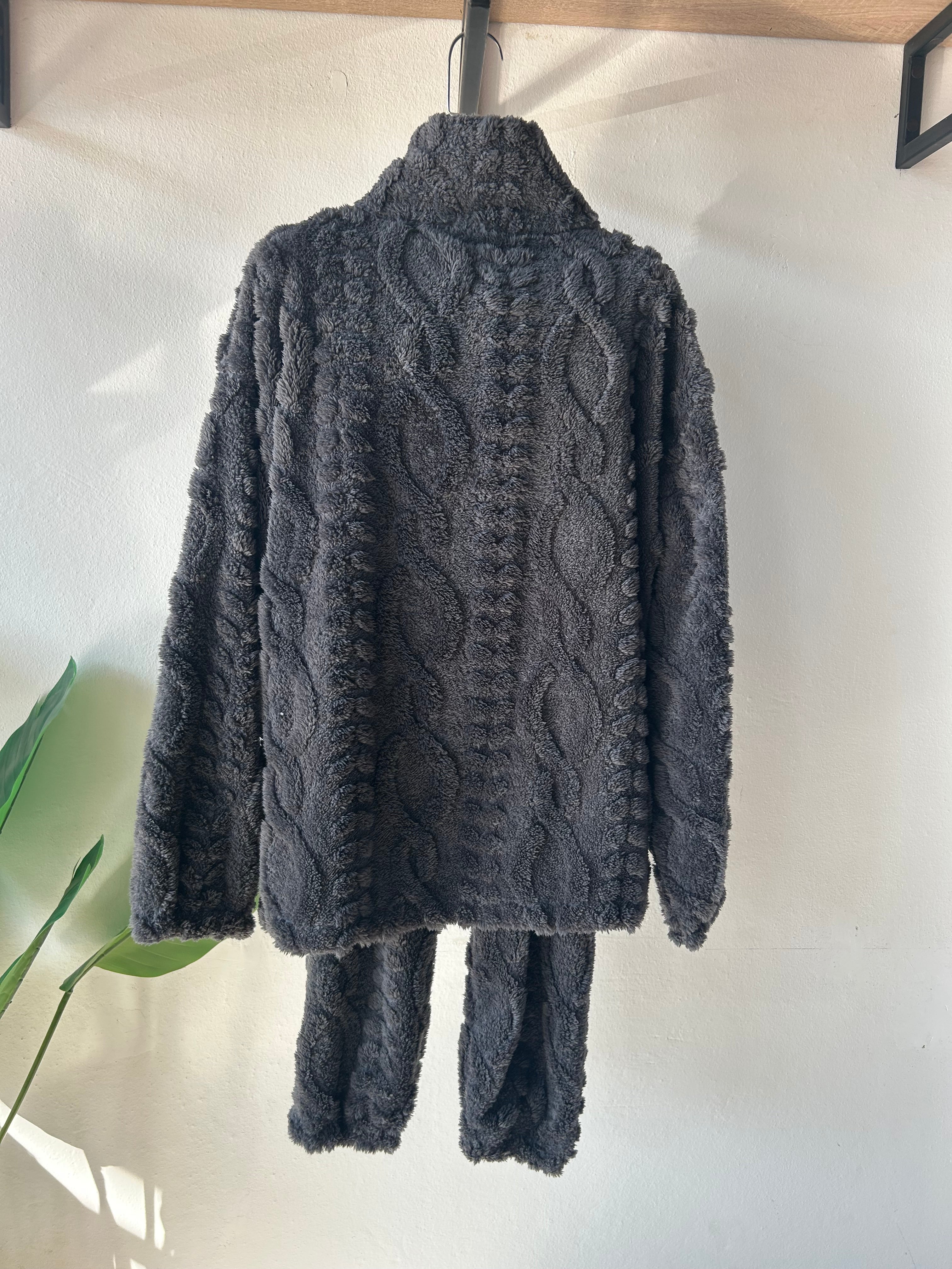 Plain Flannel Grey zipper winter PJ design S343