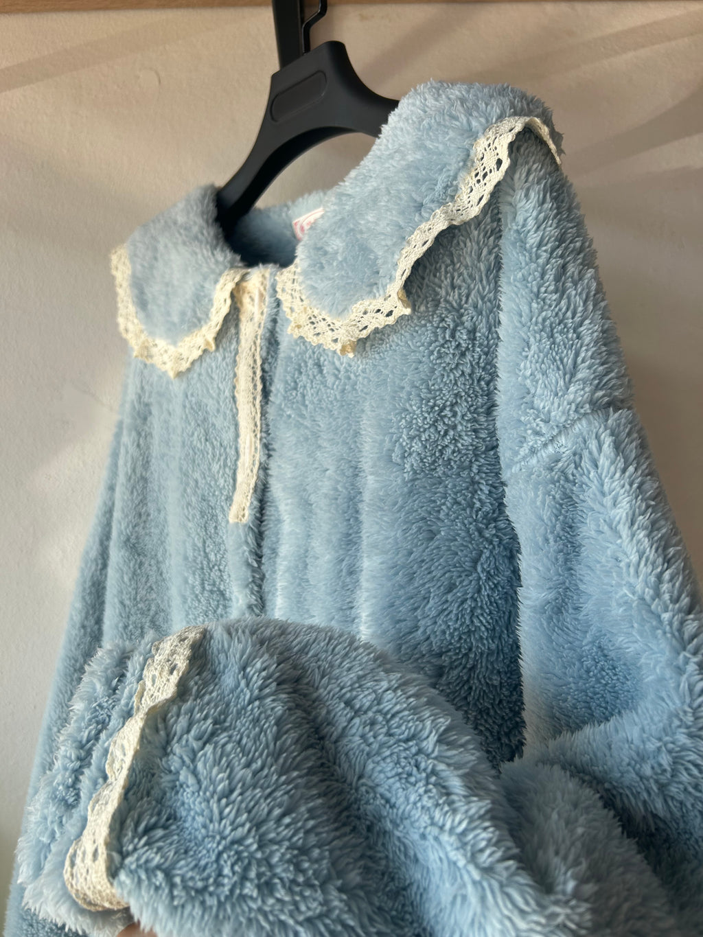 Elegant flannel with embroidered collar & Sleeve Pajamas S307