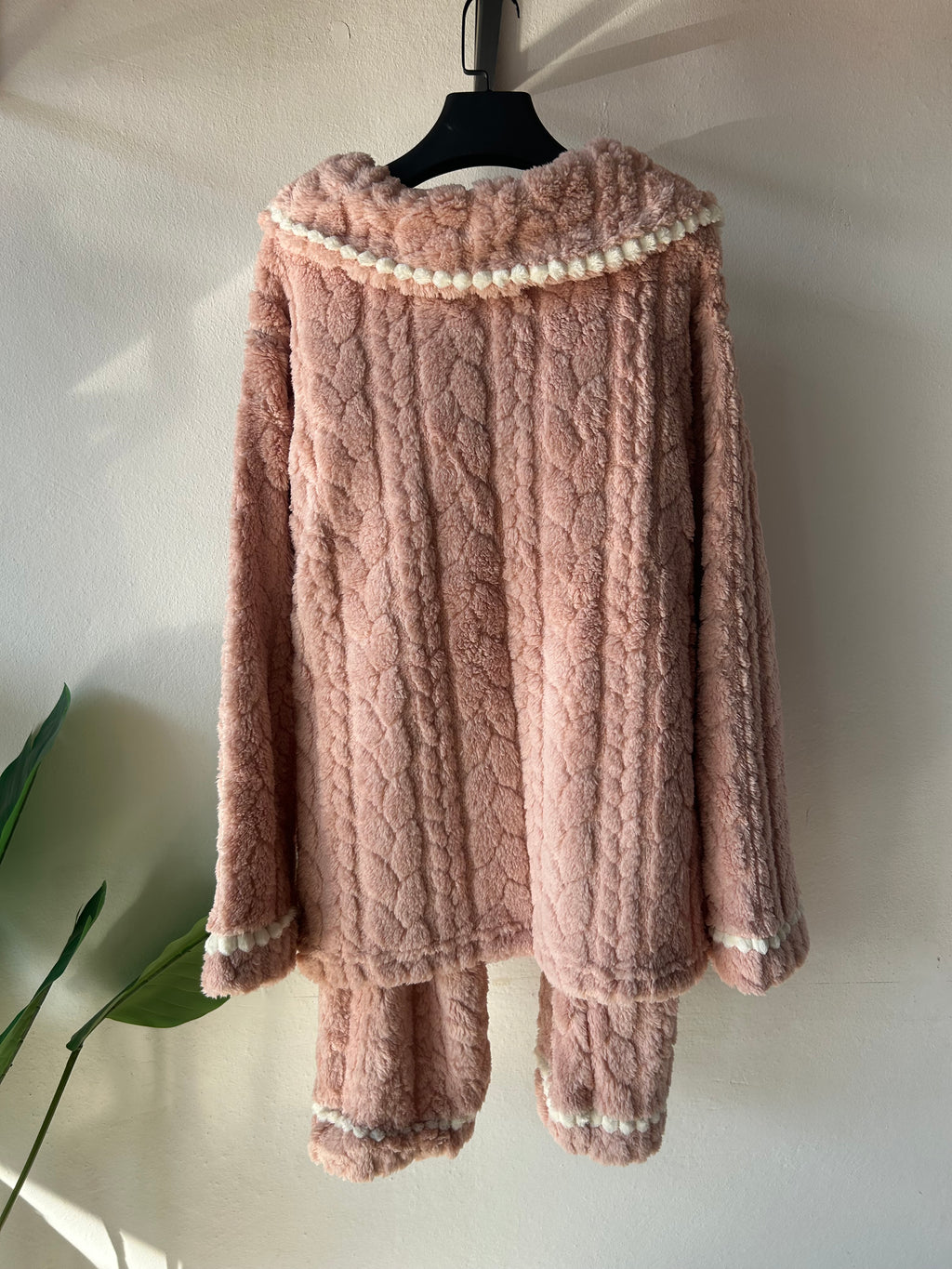 Elegant collar Pink with animal pocket bear/cat design Winter Thick Pajamas S360