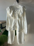 🪞Flannel Pajamas Palace style with lace design on chest and sleeves S590