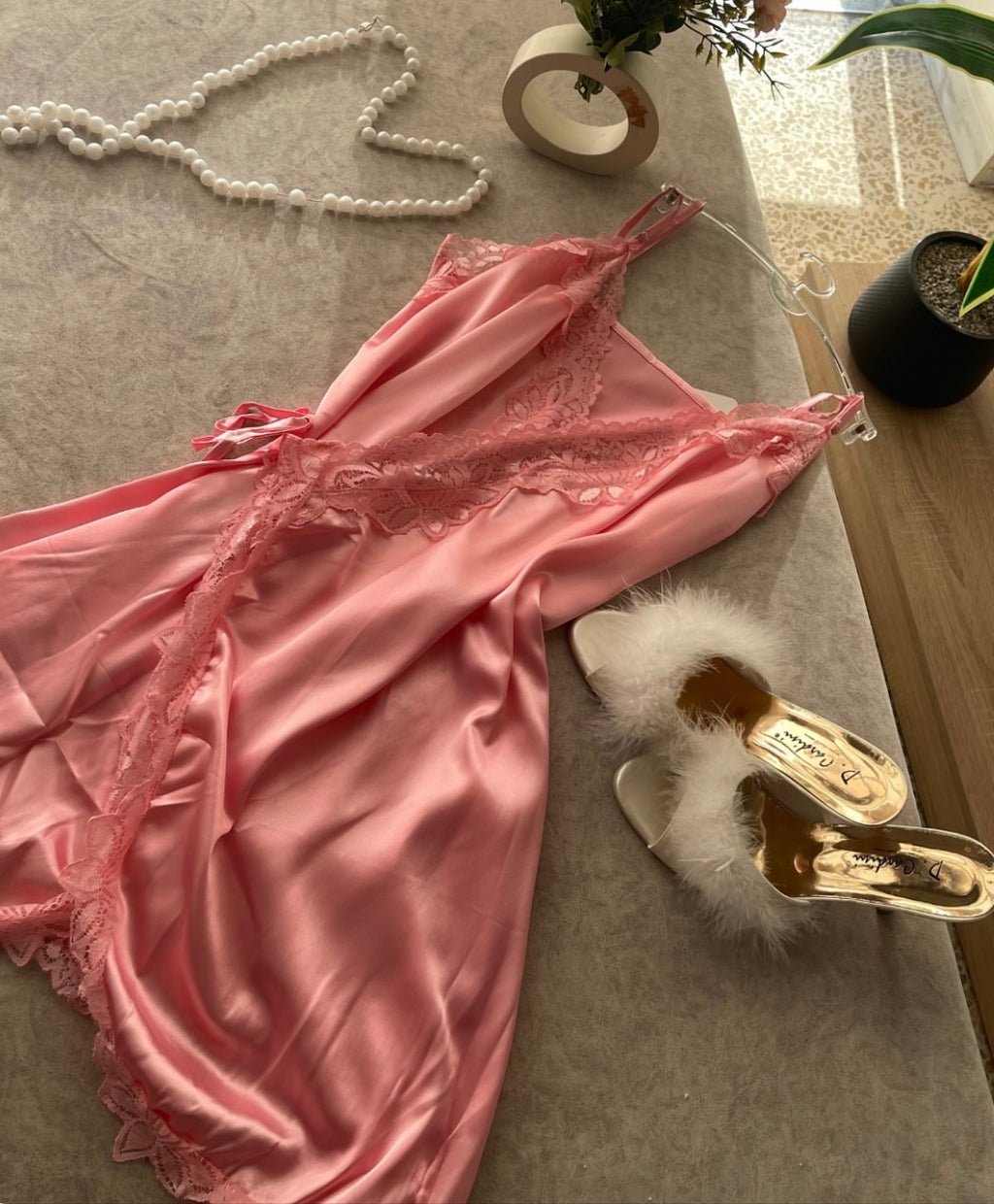 Side-Tie Satin Dress