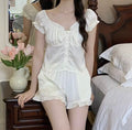 Vintage Ruffle Satin Set