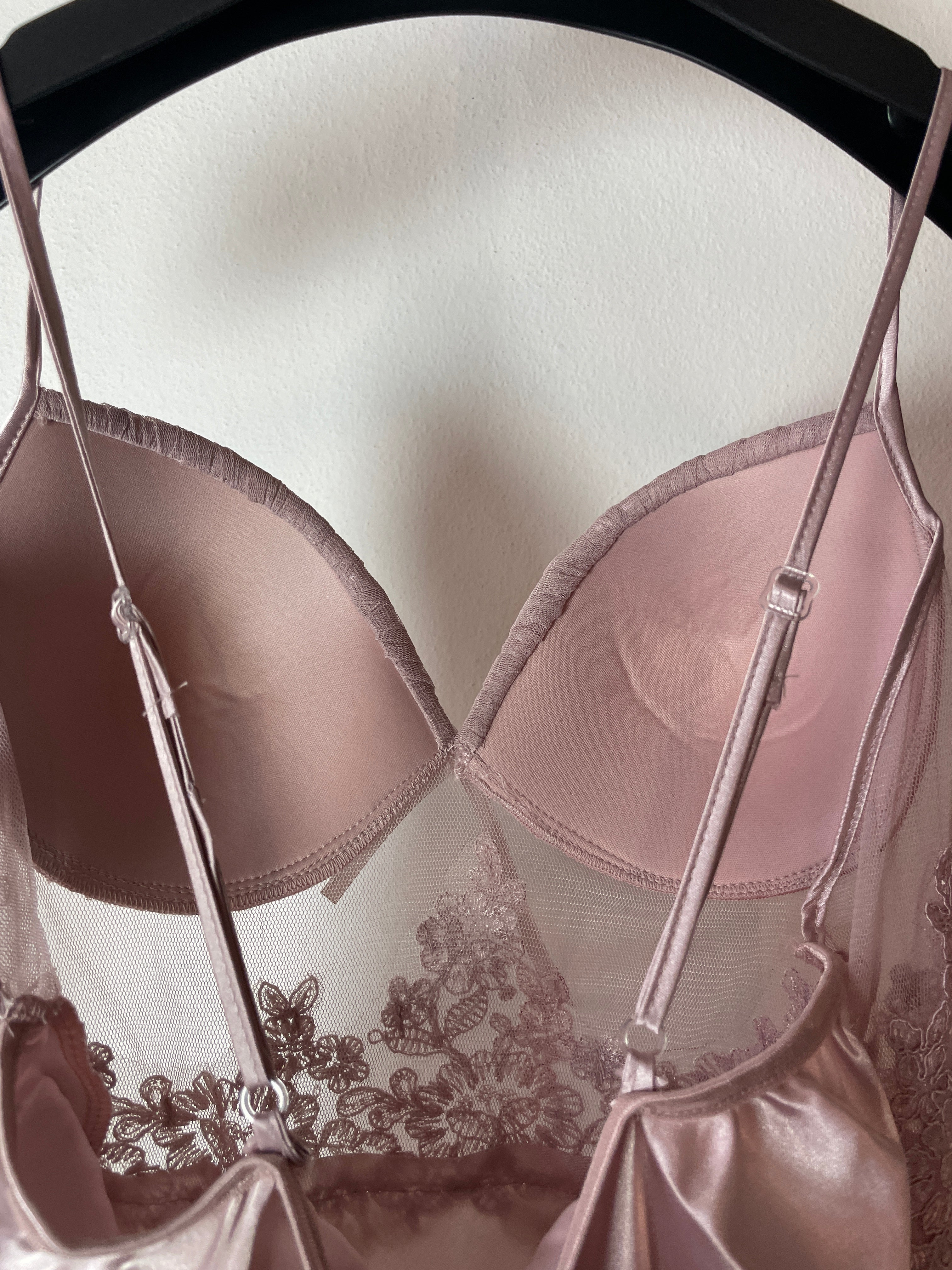 Pink Dress & Robe Set with Delicate Embroidered Details S525