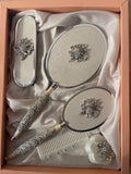 Royal Vanity Mirror Set Strass Flower Gul