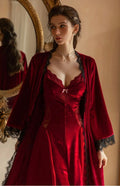 Luxurious velvet robe with sexy nightdress