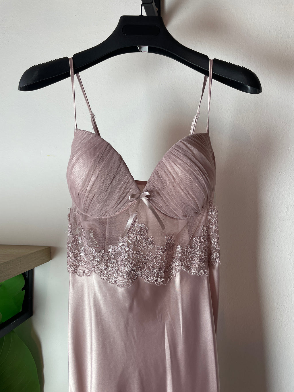 Pink Dress & Robe Set with Delicate Embroidered Details S525