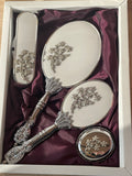 Royal Vanity Mirror Set with silver mini flower bunch design camo