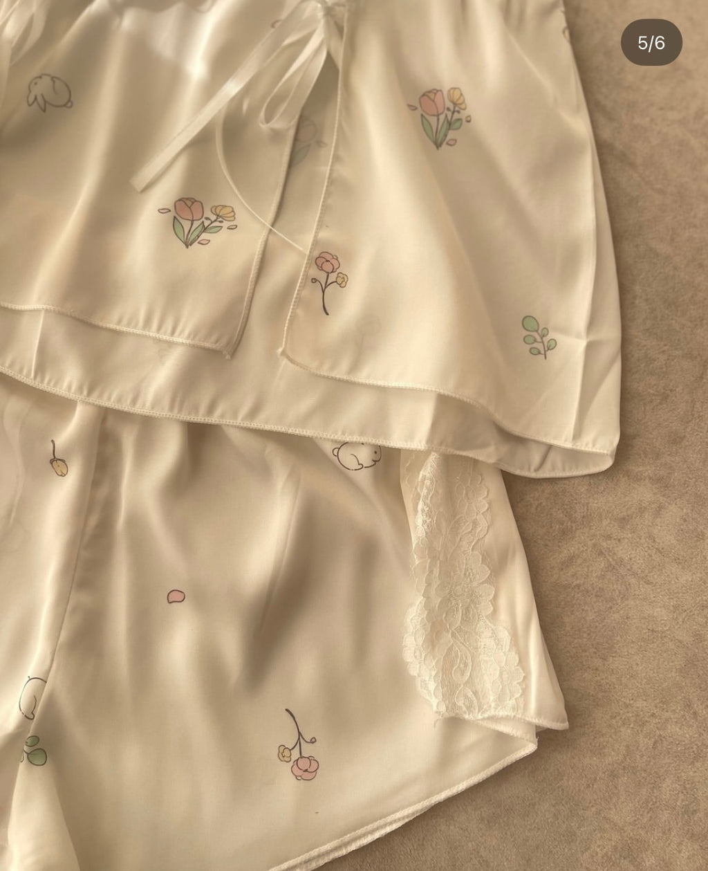 Cuty Rabbit Details Satin Set