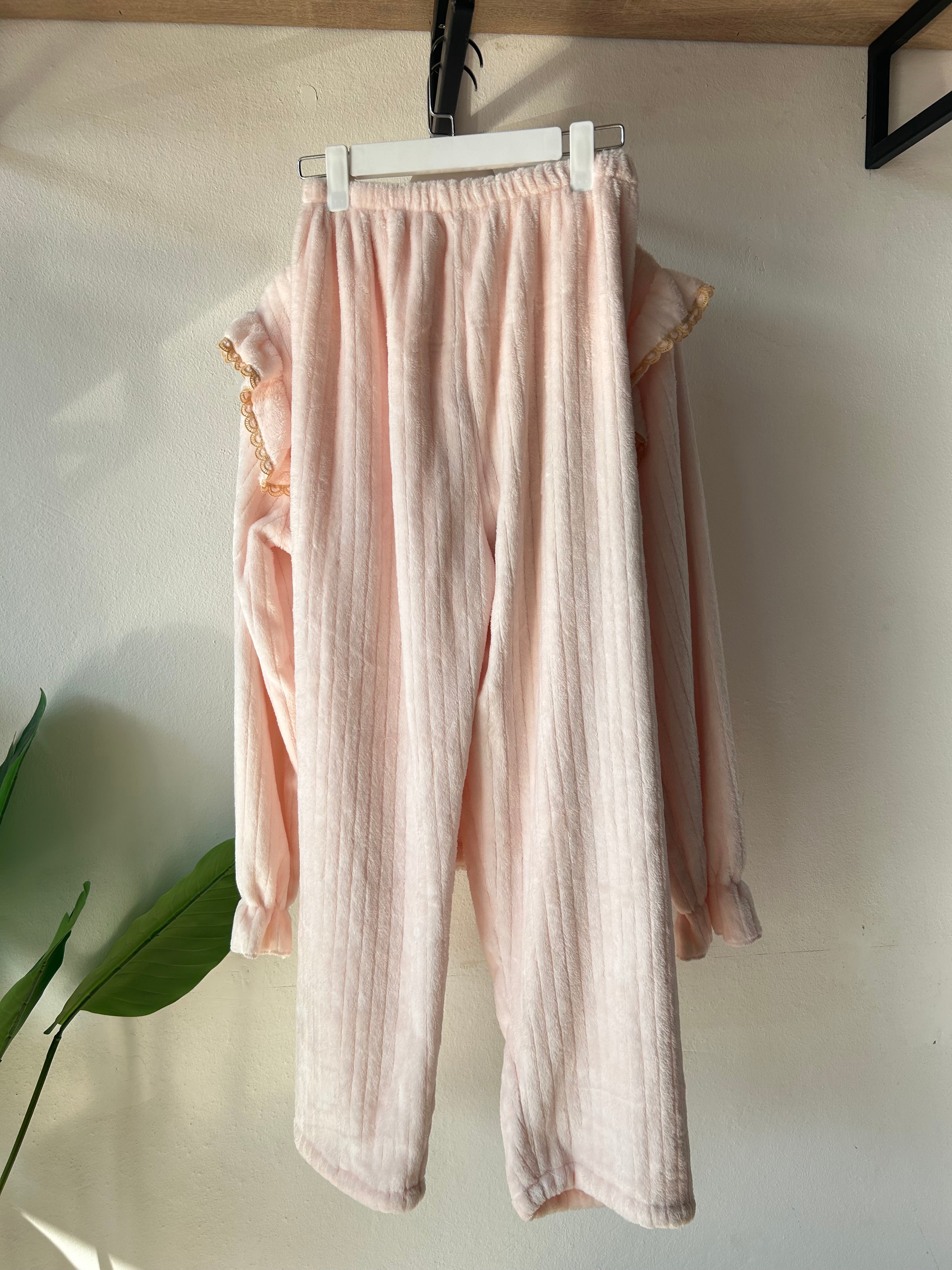 Victorian Embroidered golden collar design winter Pajamas S337