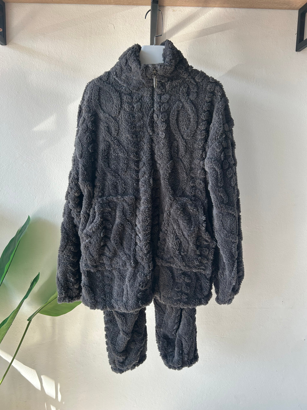 Plain Flannel Grey zipper winter PJ design S343