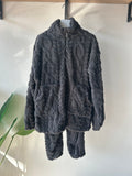 Plain Flannel Grey zipper winter PJ design S343