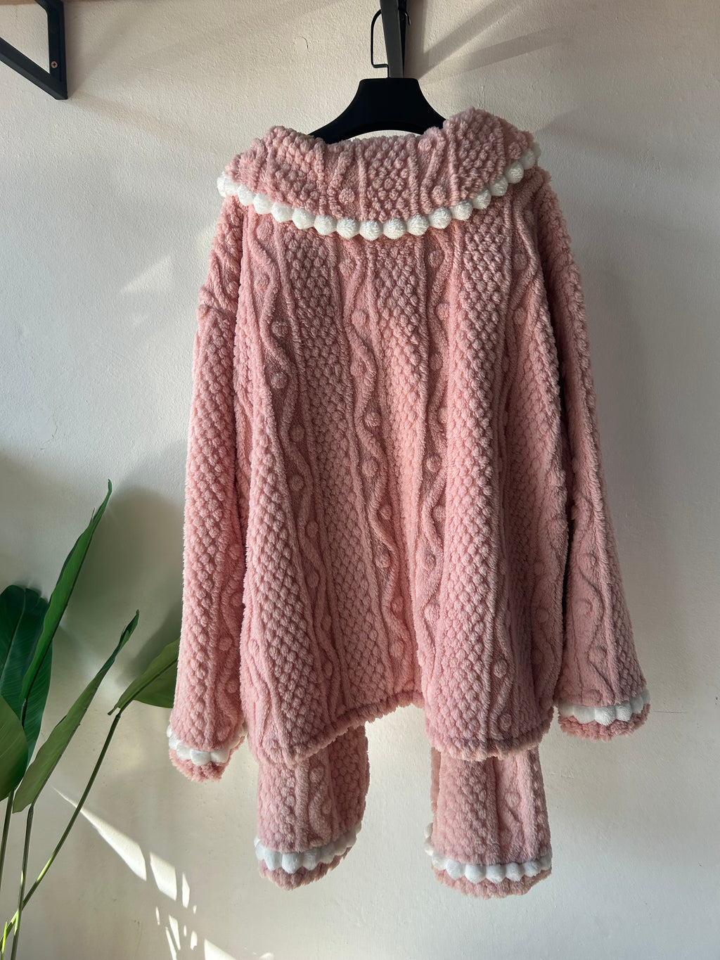 Elegant collar Pink with animal pocket bear/cat design Winter Thick Pajamas S360