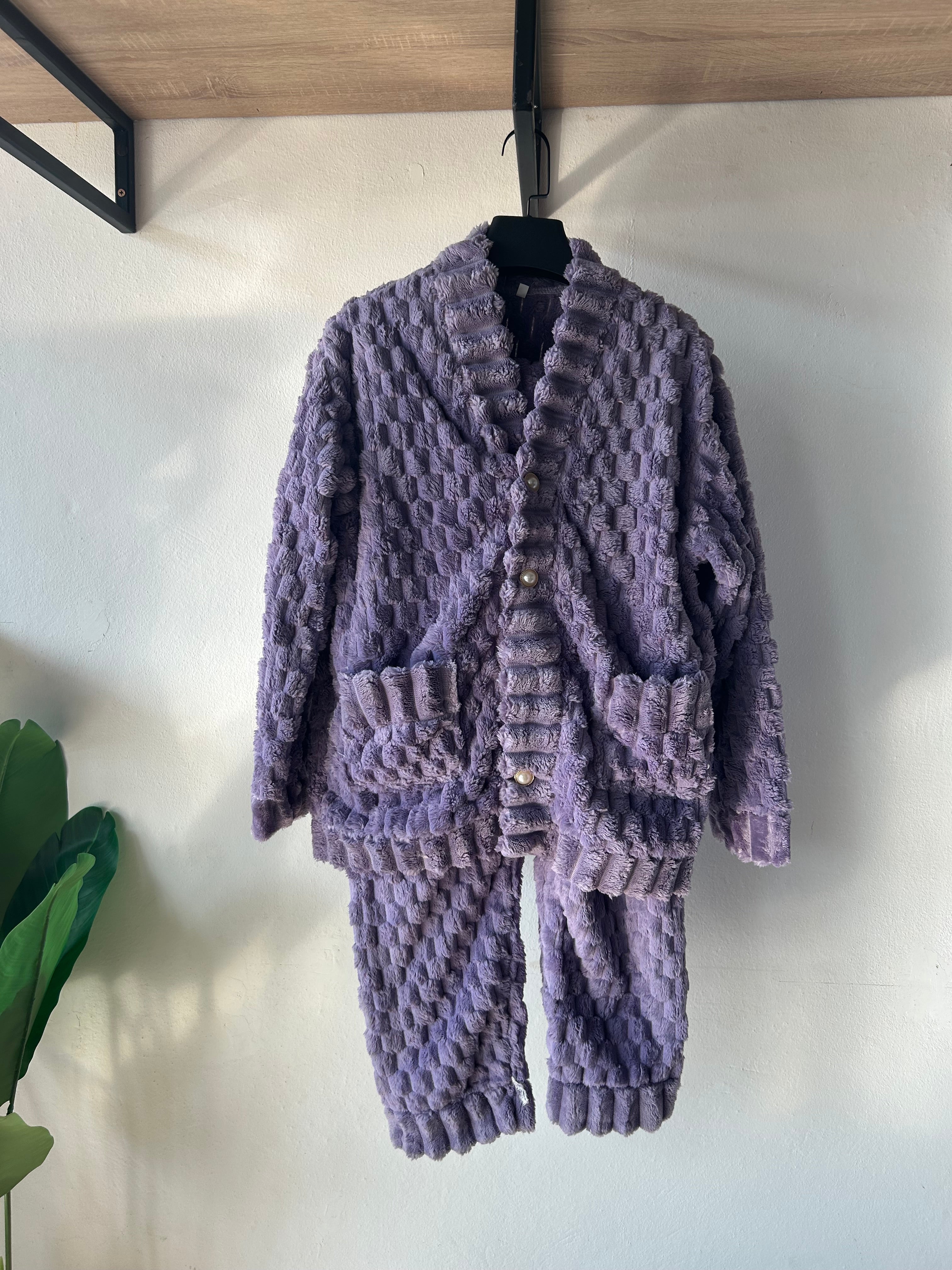 Flannel Plush Comfy & Thick Purply Winter Pajamas S321