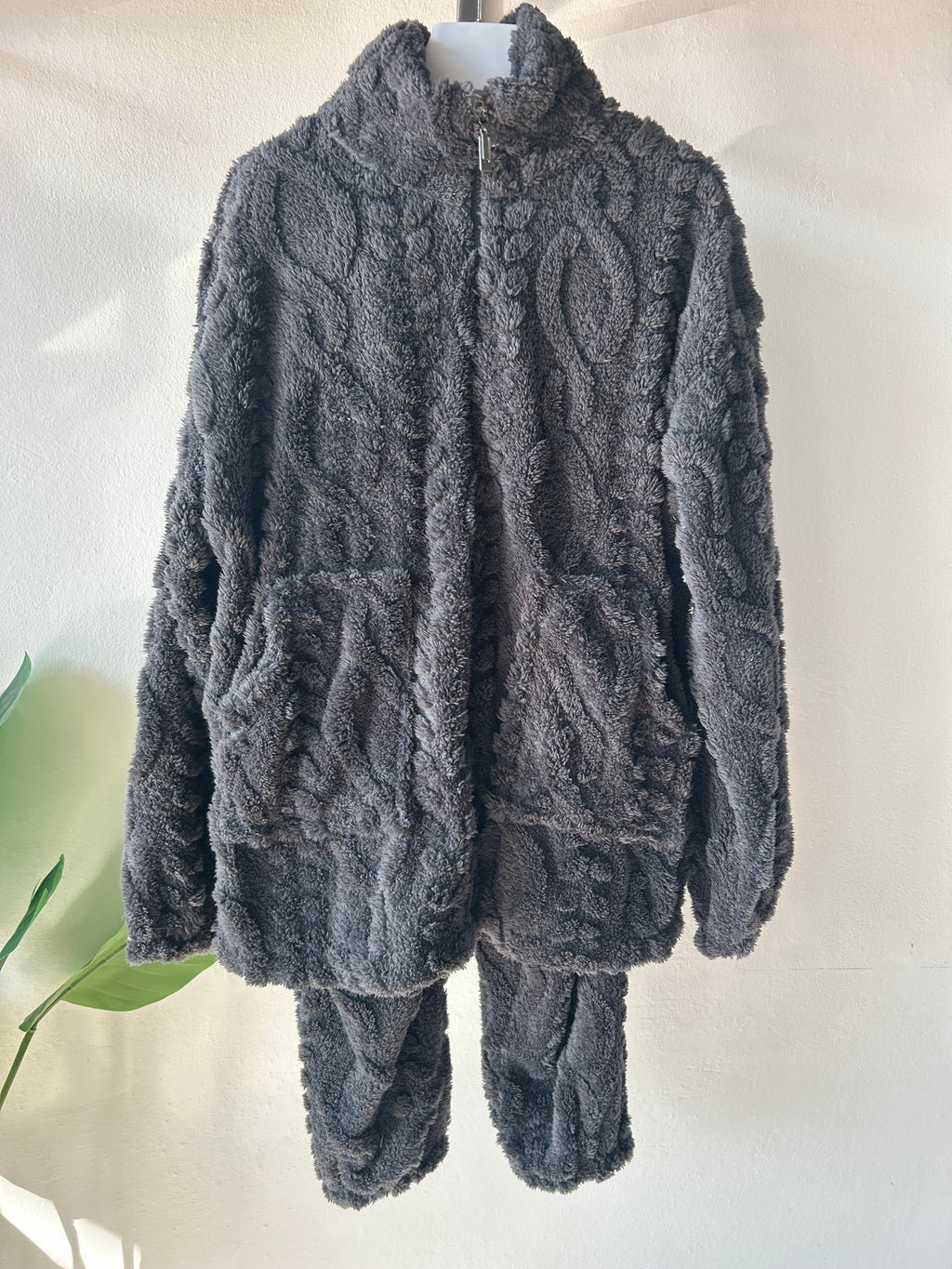 Plain Flannel Grey zipper winter PJ design S343